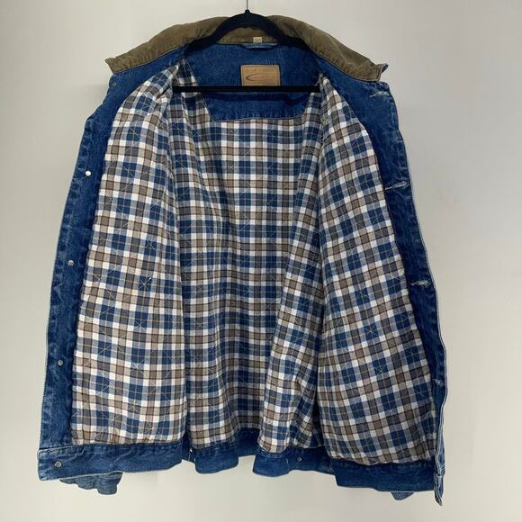 VTG Swingster Flannel‎ Lined Denim Trucker Jacket Mens 2XLT GoodYear Farm Tires - Picture 4 of 8